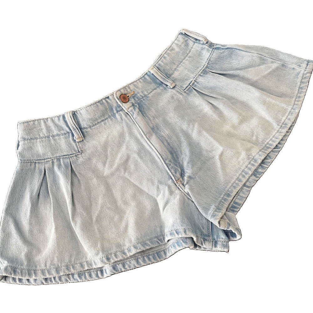 FREE PEOPLE We the Free Bell Low Rise Pleated Denim Shorts Size 27